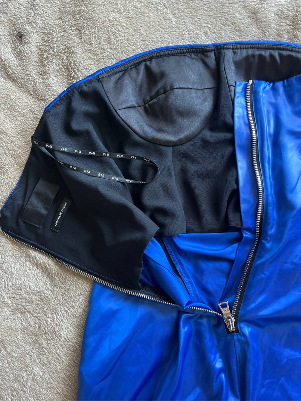 RtA Black mini dress with Blue Satin Trim 2010 / Los Angeles streetwear brand